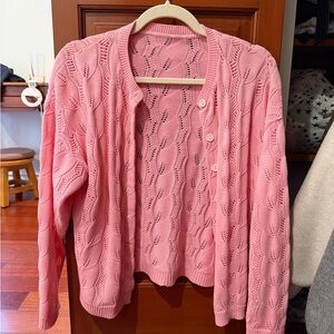 Pink Cable Knit Women's Sweater